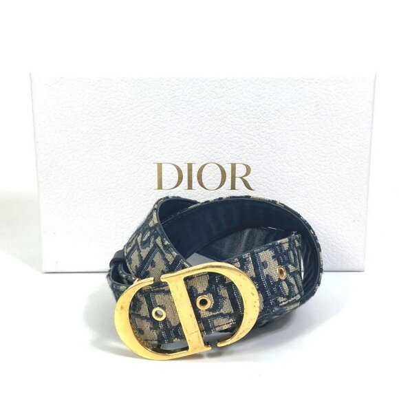Dior oblique saddle CD buckle belt Jacquard Navy - Picture 1 of 16